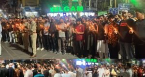 Candlelight march held at Kulgam in memory of the supreme sacrifice of security officers at Kokernag
