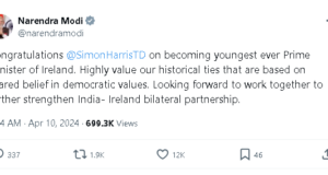 Modi congratulates new Ireland PM Simon Harris