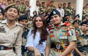 Bollywood celebrity #HumaQureshi visits #Suchetgarh; vows to inspire more artists to visit J&K