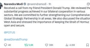 PM Modi, Trump Review Ties in Phone Call