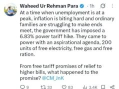Waheed Para Questions J&K Govt Over 6.83% #electricity Tariff Hike