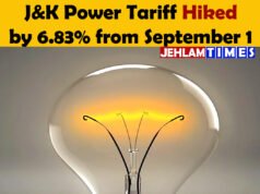 J&K Power #Tariff Hiked by 6.83% from September 1
